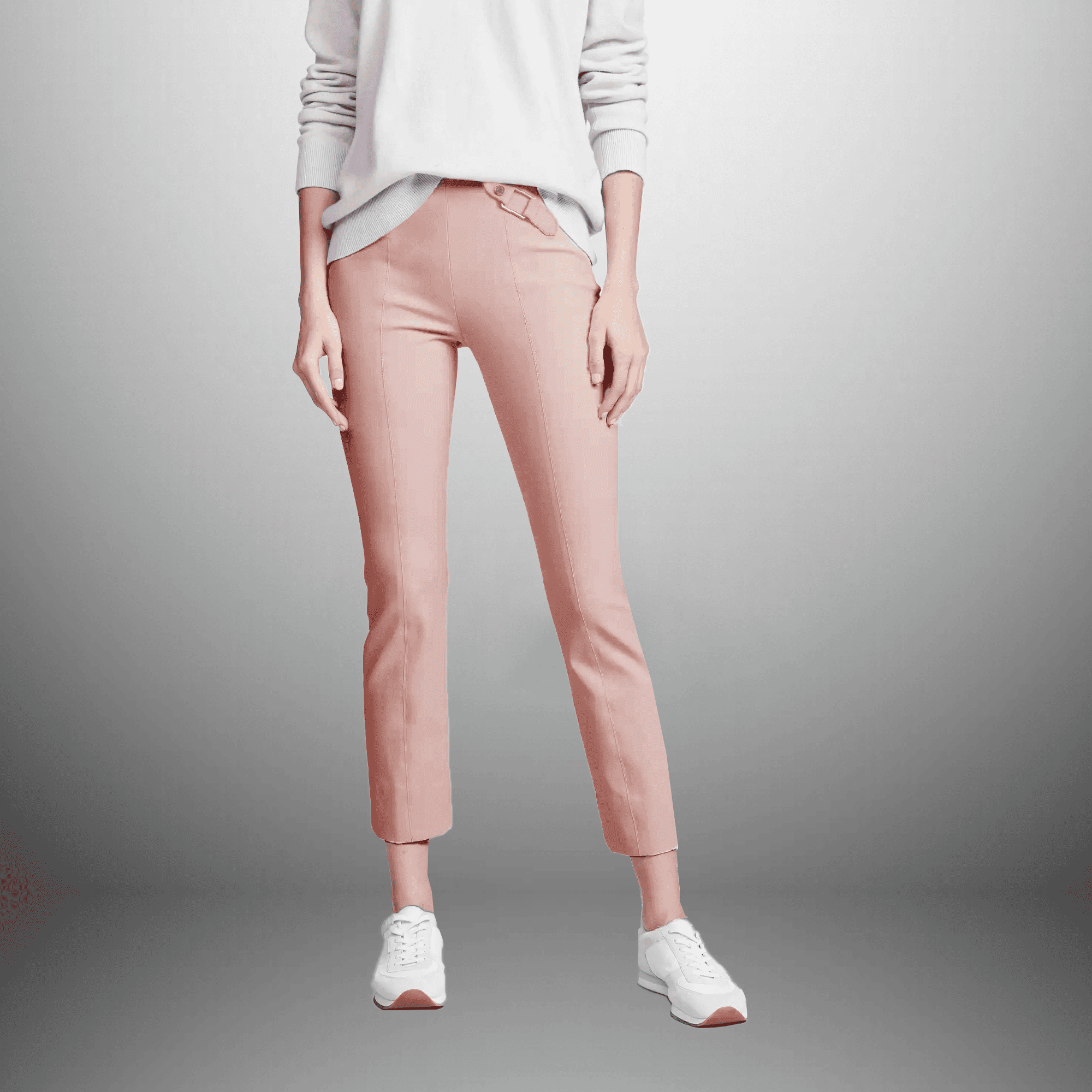 Women's baby pink stretchable casual pants-RCP030