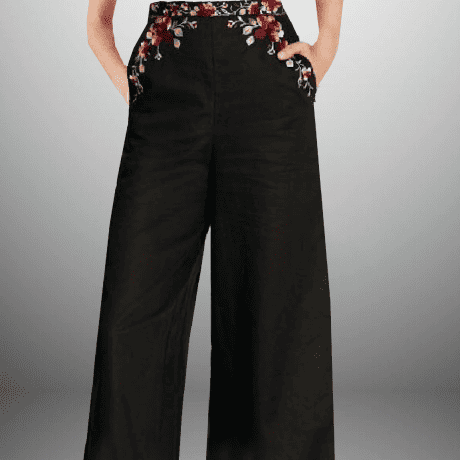 Women’s black embroidered pant-RCP032