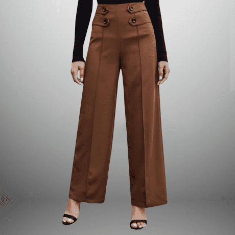 Women’s tan Brown Semi formal trouser with buttons-RCP029