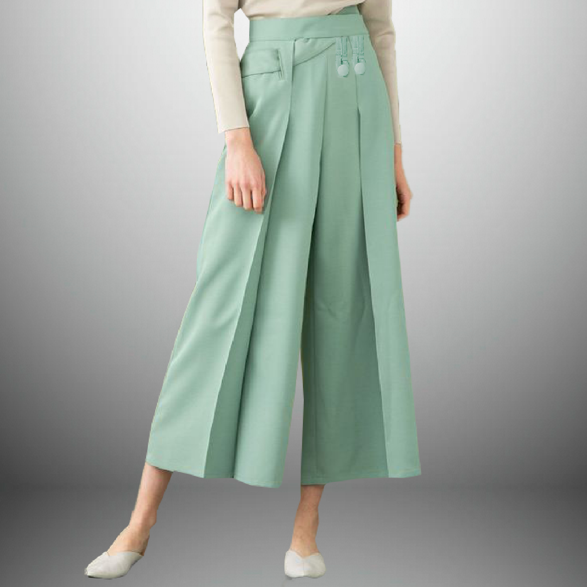 Women's pista green trousers with detailing-RCP031