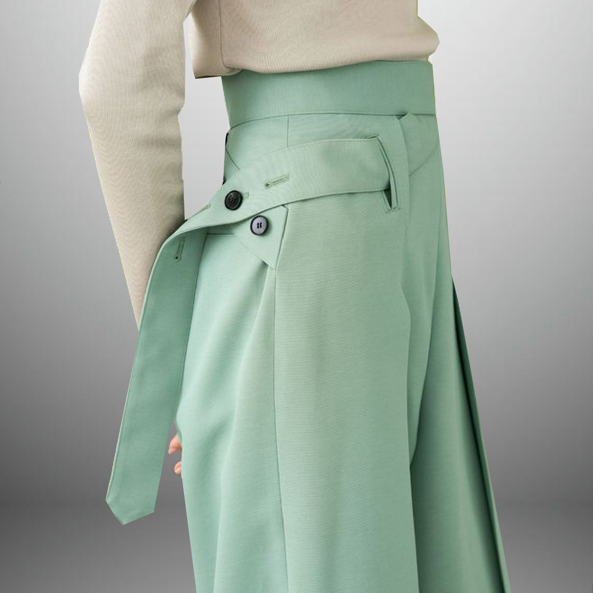 Women's pista green trousers with detailing-RCP031