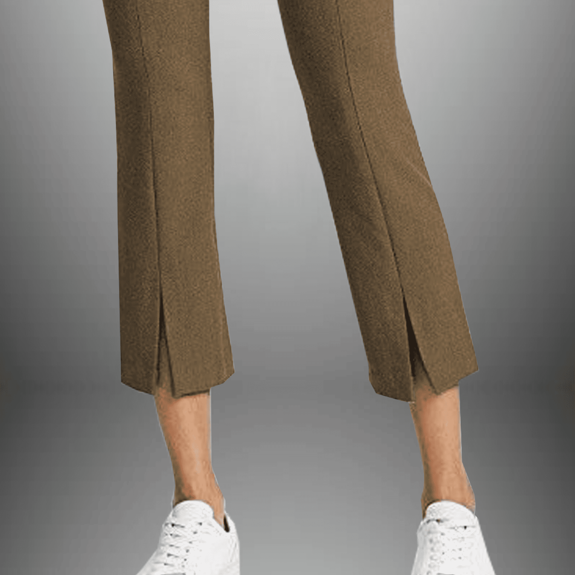 Women's front cut tan brown stretchable casual pants-RCP027