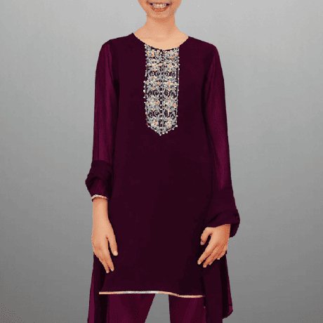 Girl’s ethnic wear set with a kurti, Semi Patiala pant with dupatta-RKFCW467