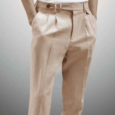 Men’s side button semi formal Beige pant-RMT016