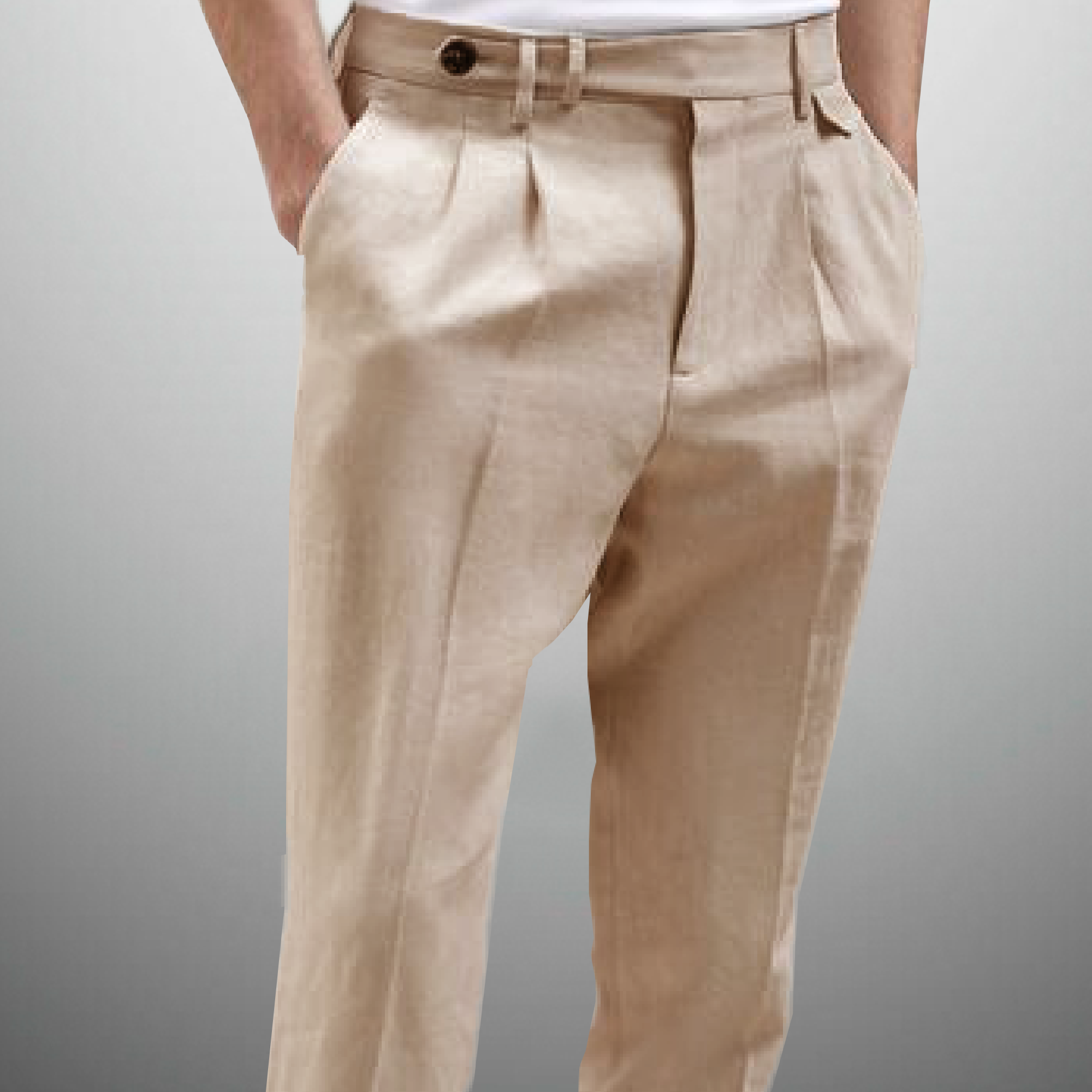 Men's side button semi formal Beige pant-RMT016