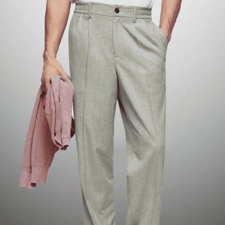 Men’s Grey Pants with elastic Waist-RMT010