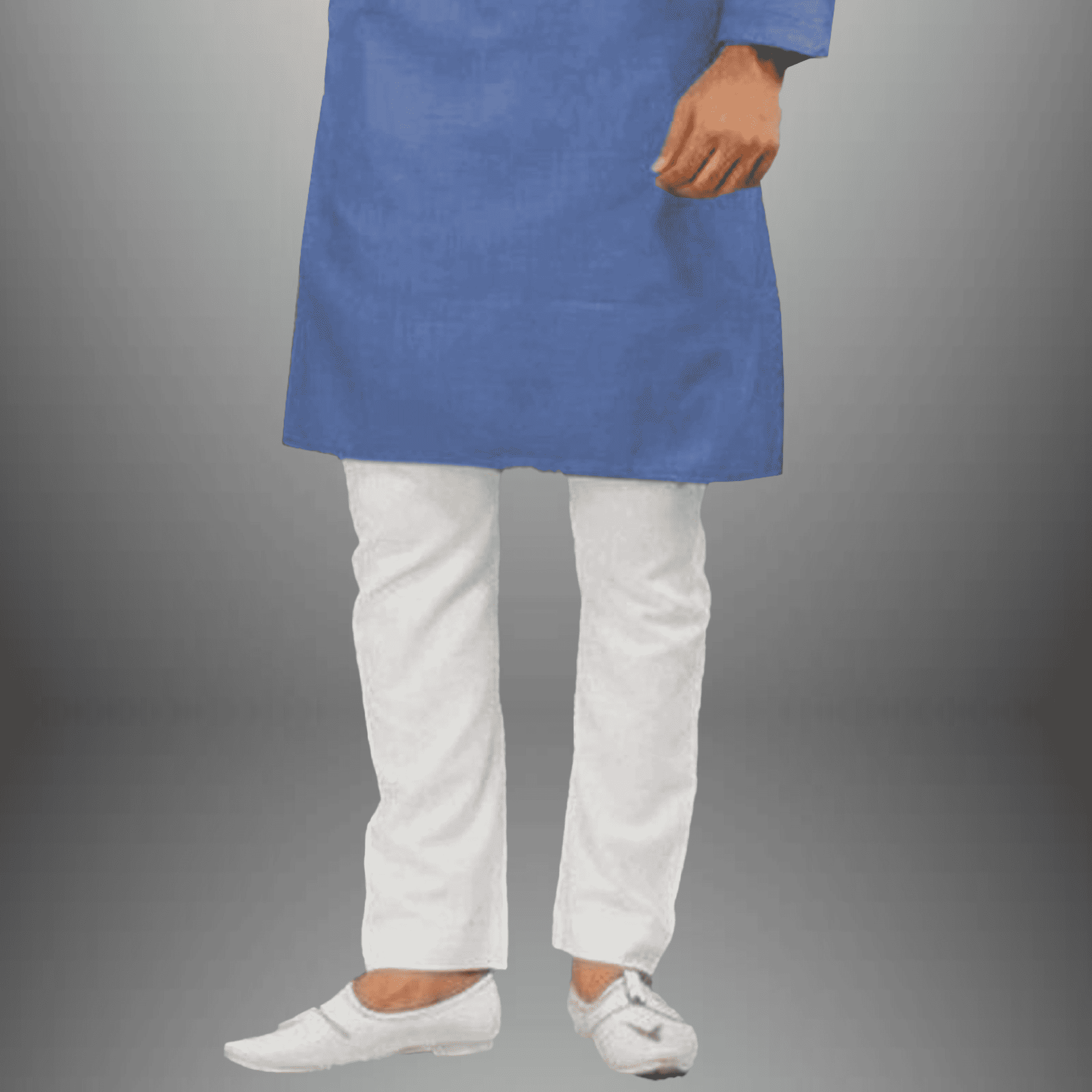 Men's set of Light Blue Kurta with White Pajama-RMEK017