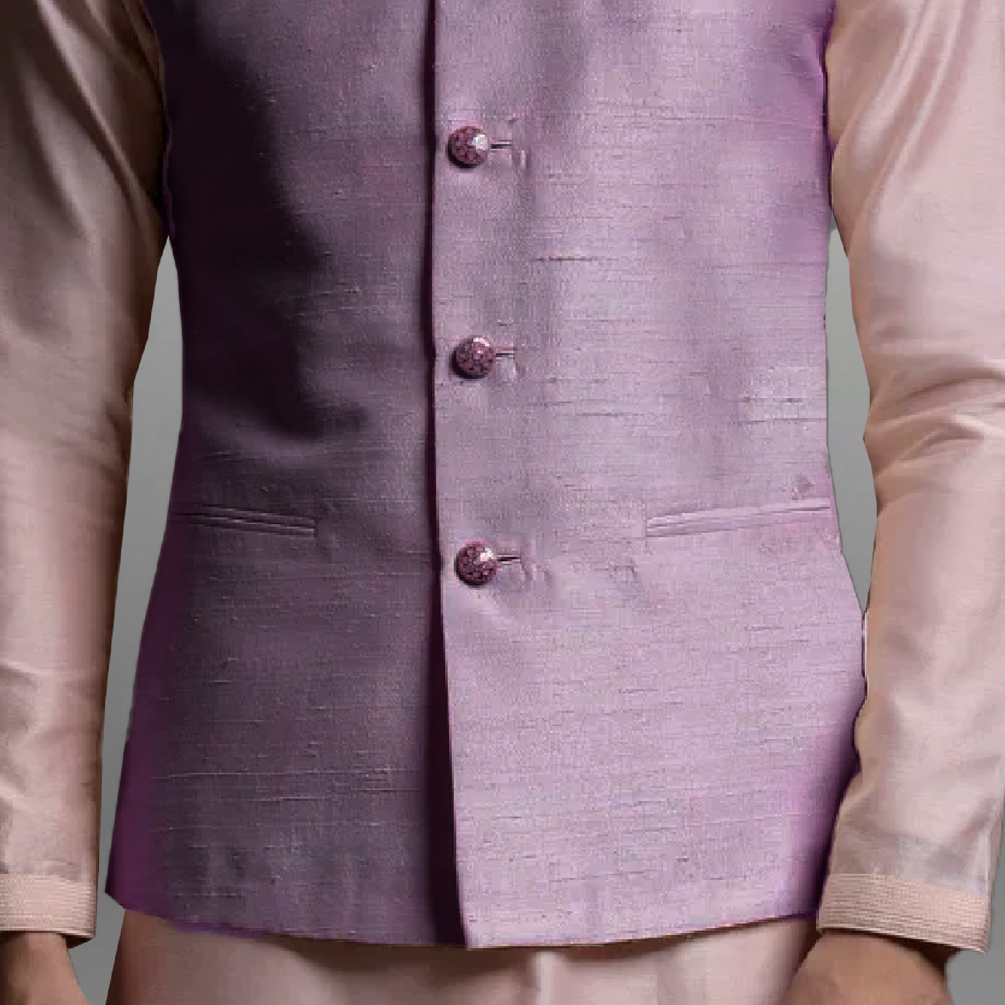 Men's lavender Waistcoat with embroidery work-RMWC008