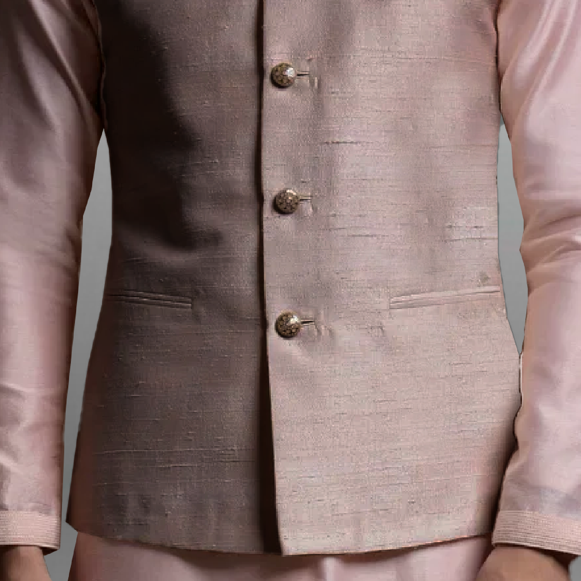 Men's Rose Gold Waistcoat with embroidery work-RMWC009