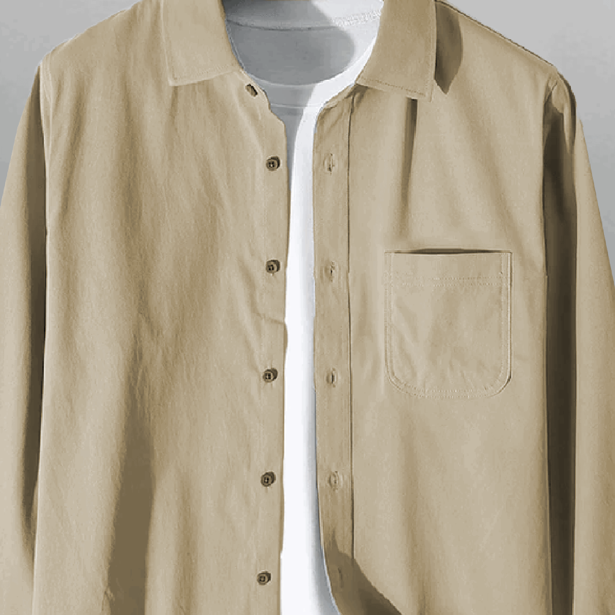 Men's Beige Corduroy collared Shirt with one side pocket and A Plain white T-shirt-RMS020