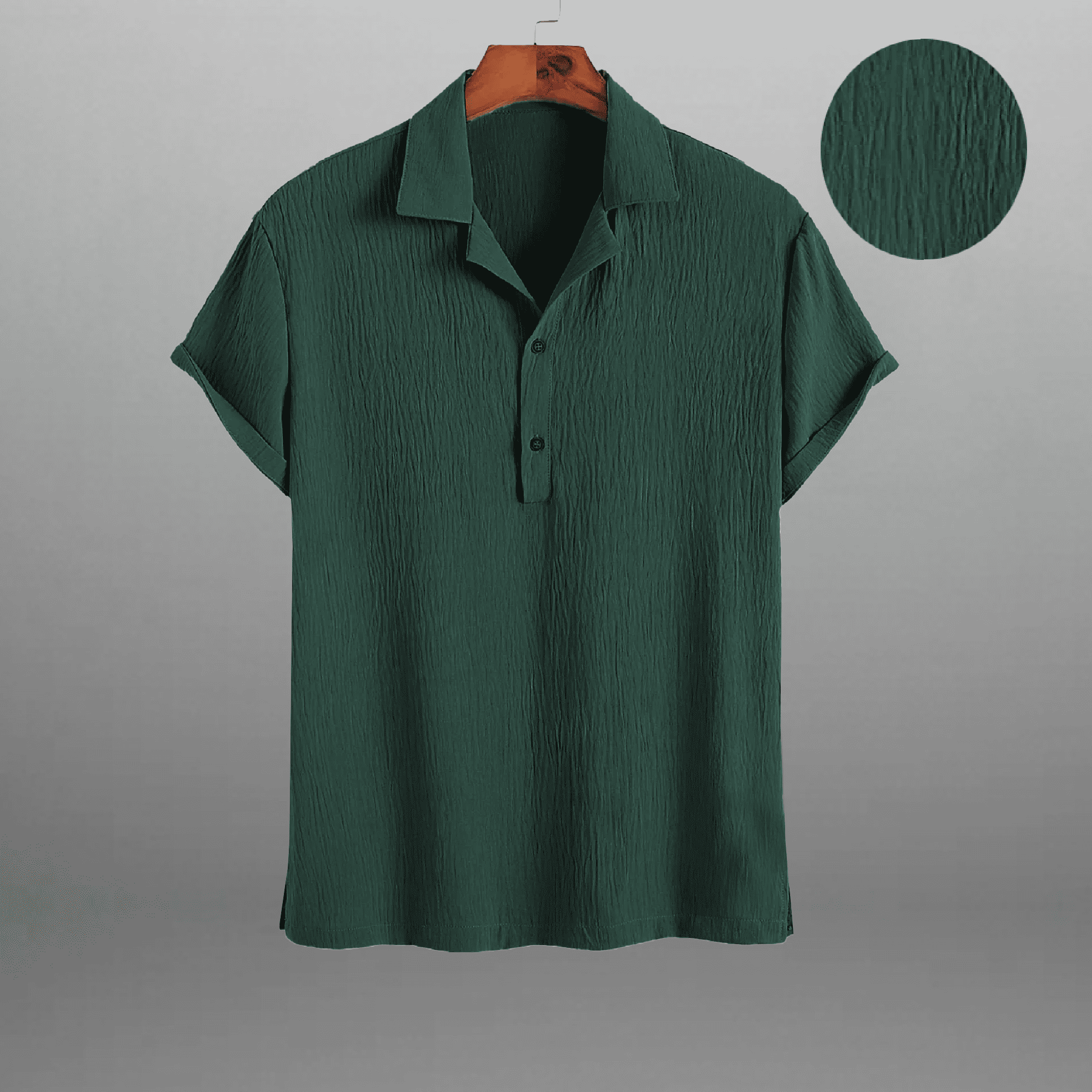 Men's Forest Green Textured T-shirt style shirt-RMS026