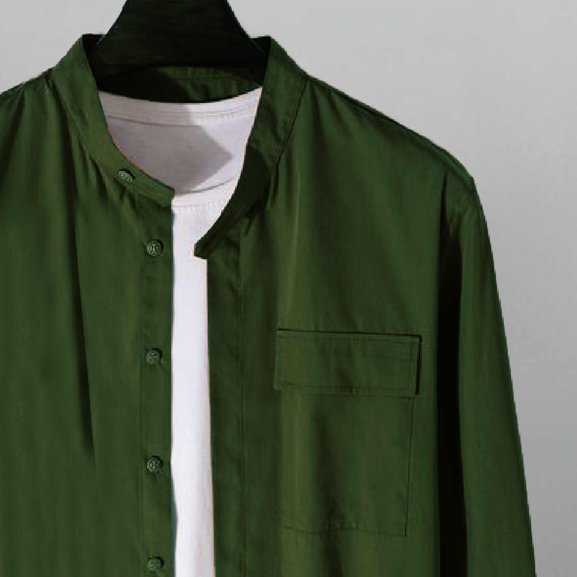 Men's Solid Green Corduroy Shirt with one side pocket and A Plain white T-shirt-RMS015