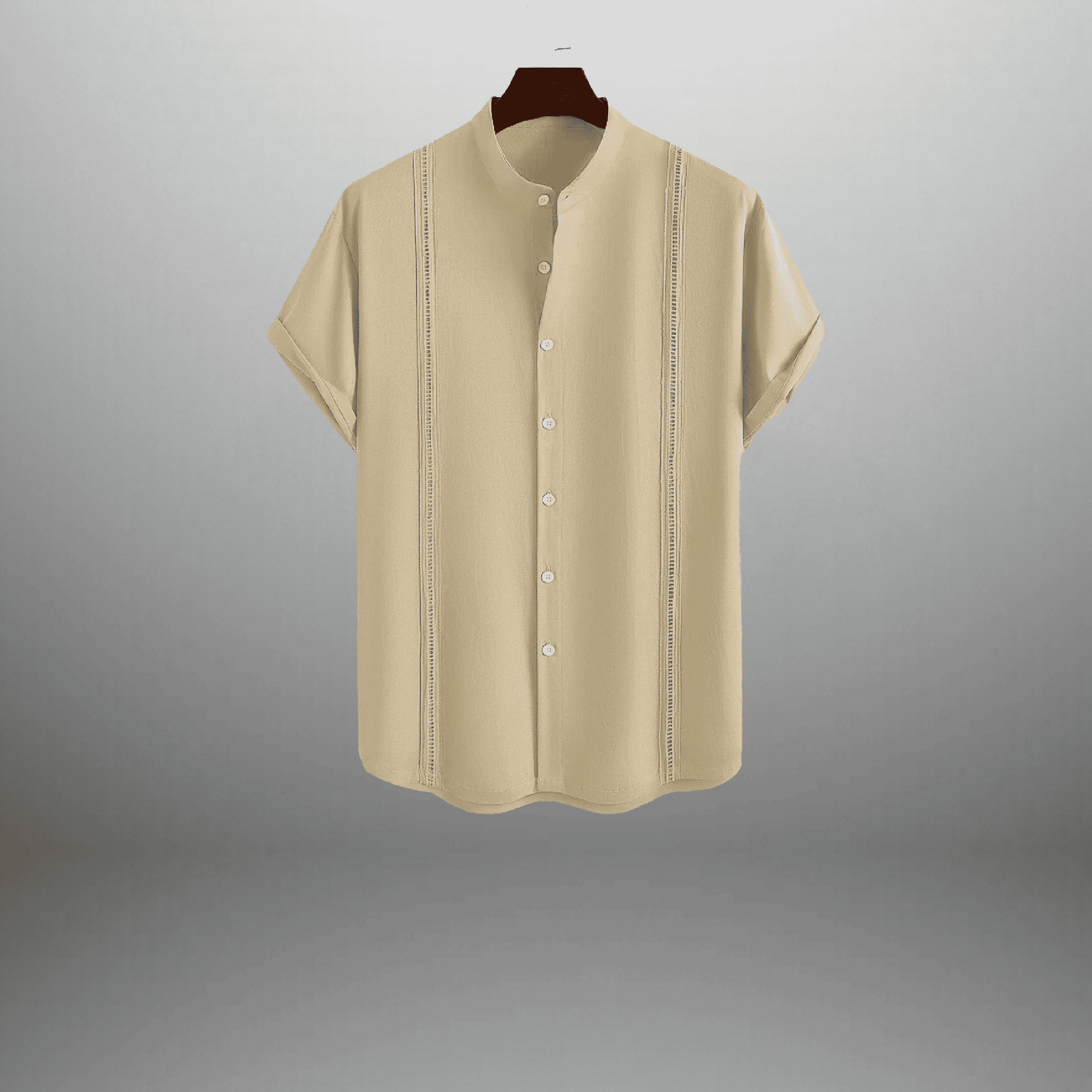 Men's Light Yellow Half sleeve shirt with threadwork in the front-RMS011