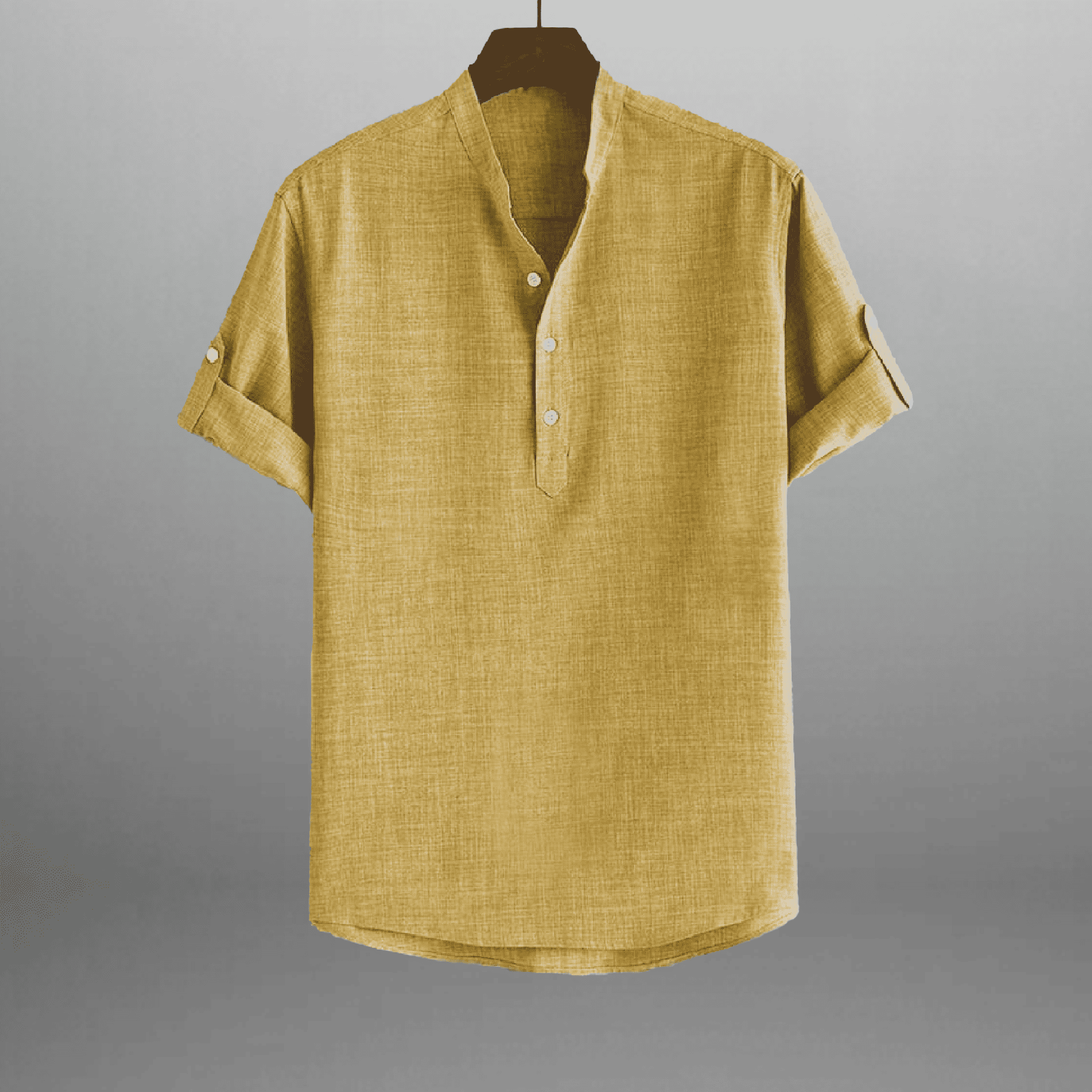 Men's yellow T-shirt style Khadi shirt-RMS029