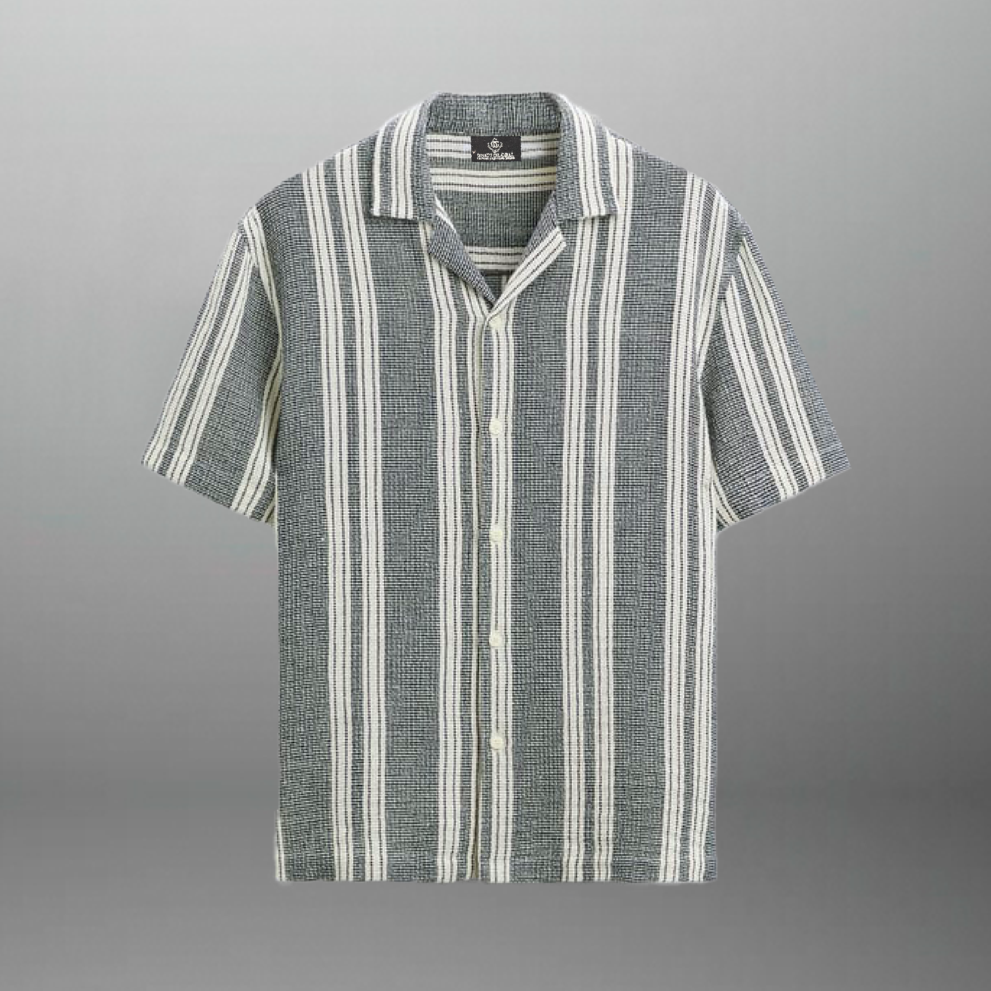 Men's Cotton Charcoal Grey & White colored striped shirt-RMS018