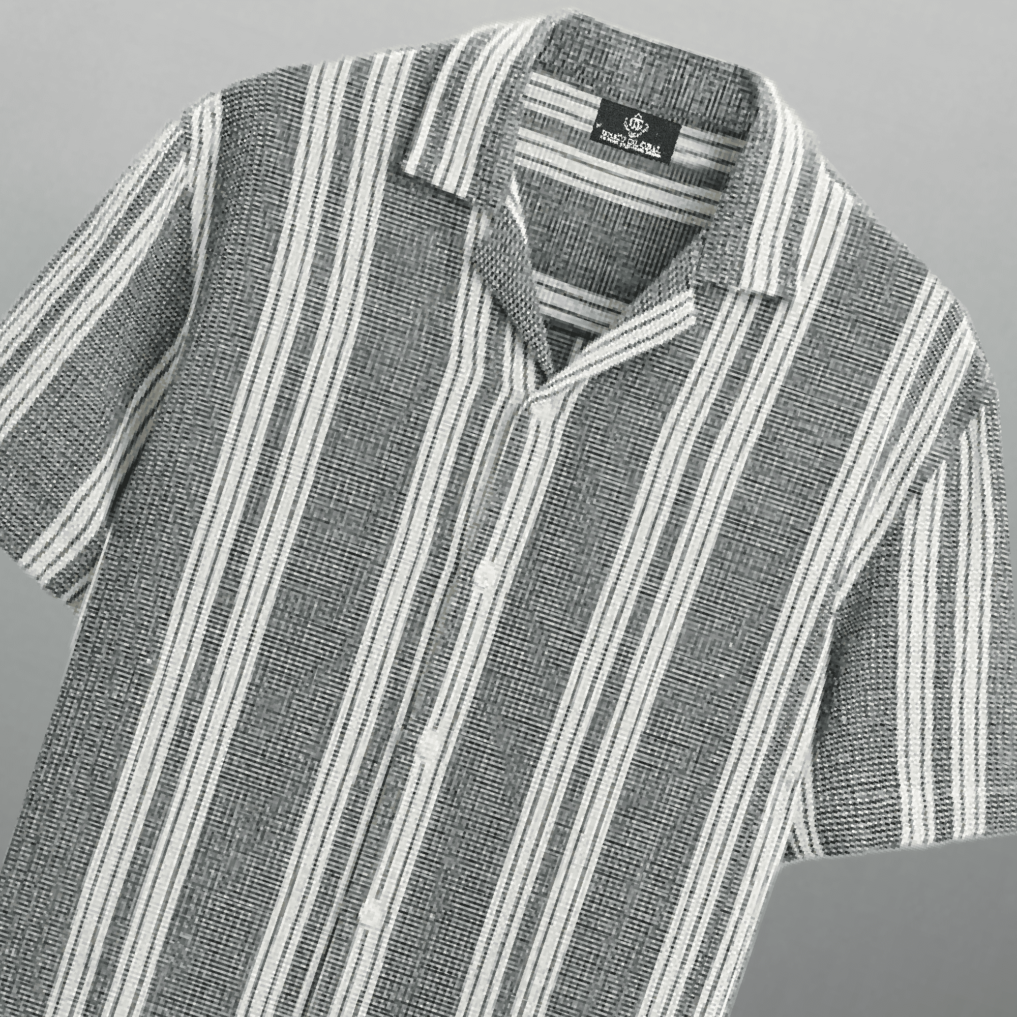 Men's Cotton Charcoal Grey & White colored striped shirt-RMS018
