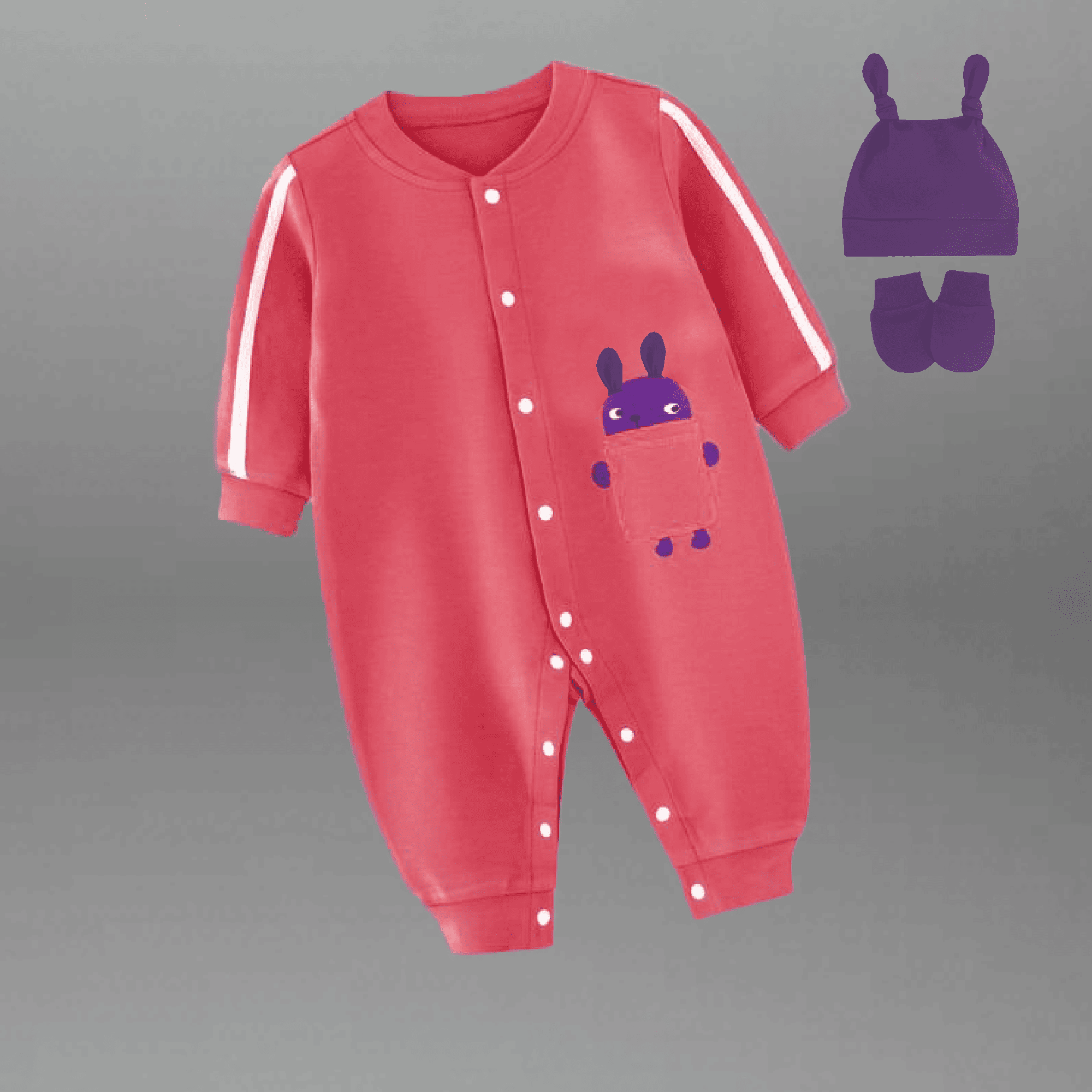 Toddler's Pink Romper with free cap and socks-RKFCTT109