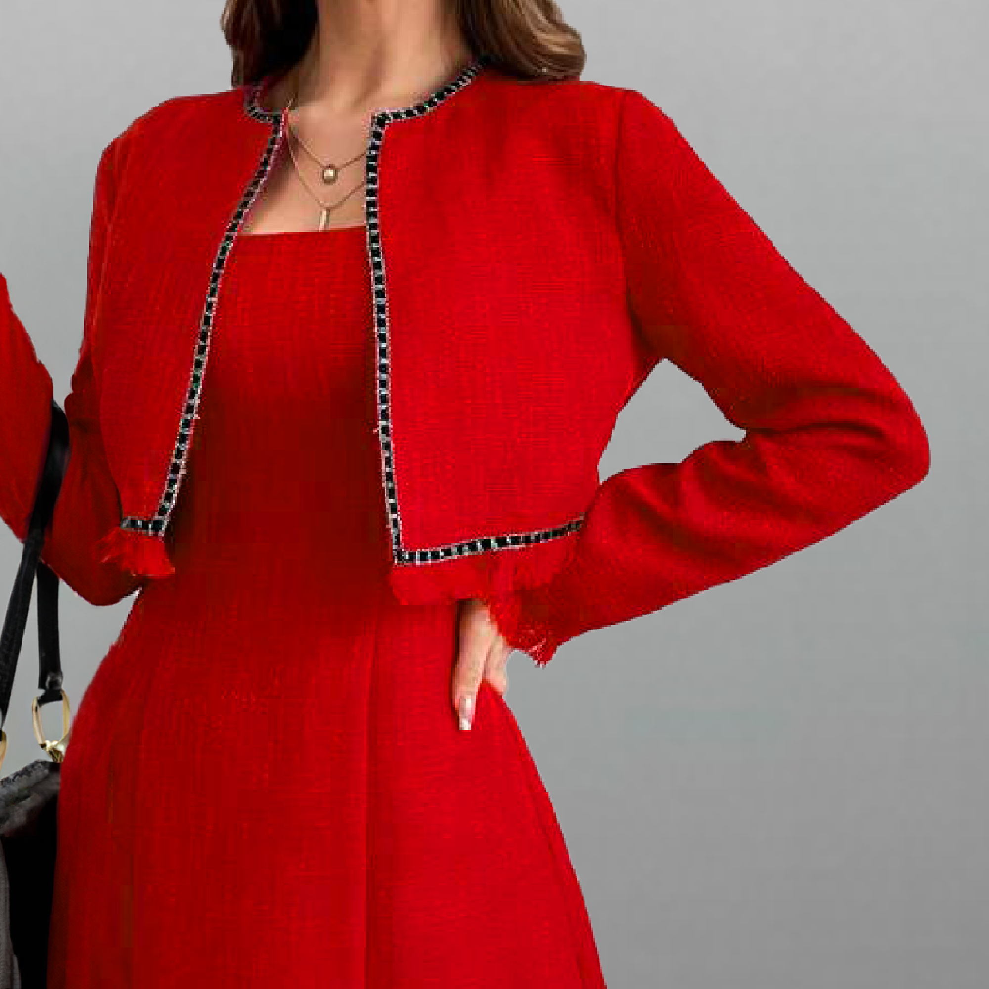 Women's Red Mini Dress and a Jacket-RCD036