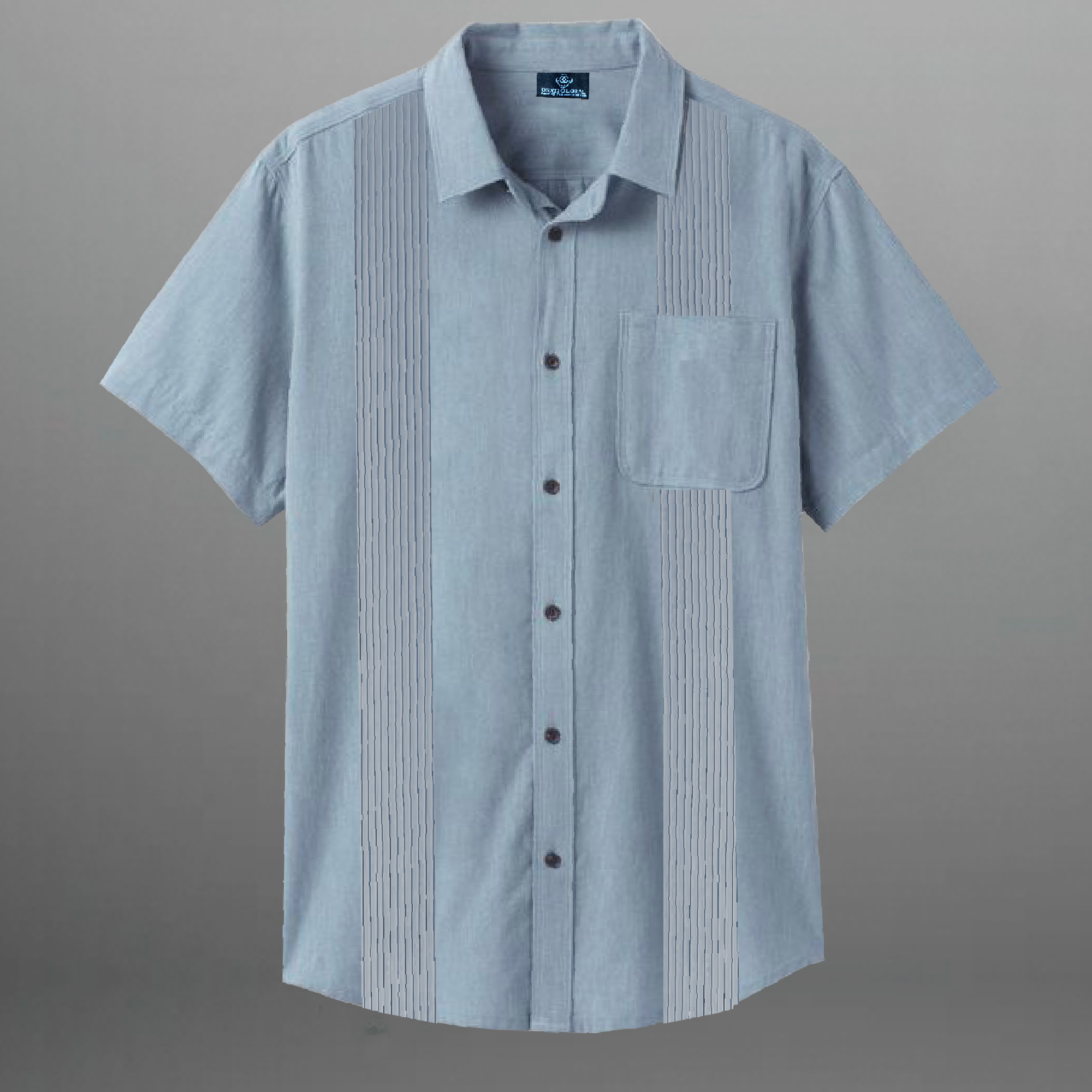 Men's Blue Half Sleeve Shirt with Pleated details and one side pocket-RMS042