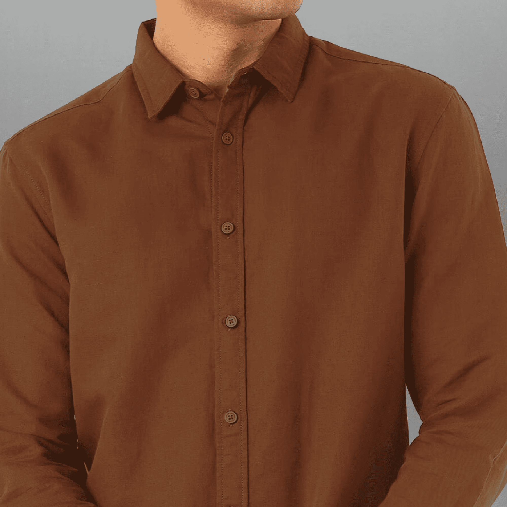 Men's Full Sleeve Brown Solid Shirt-RMS053