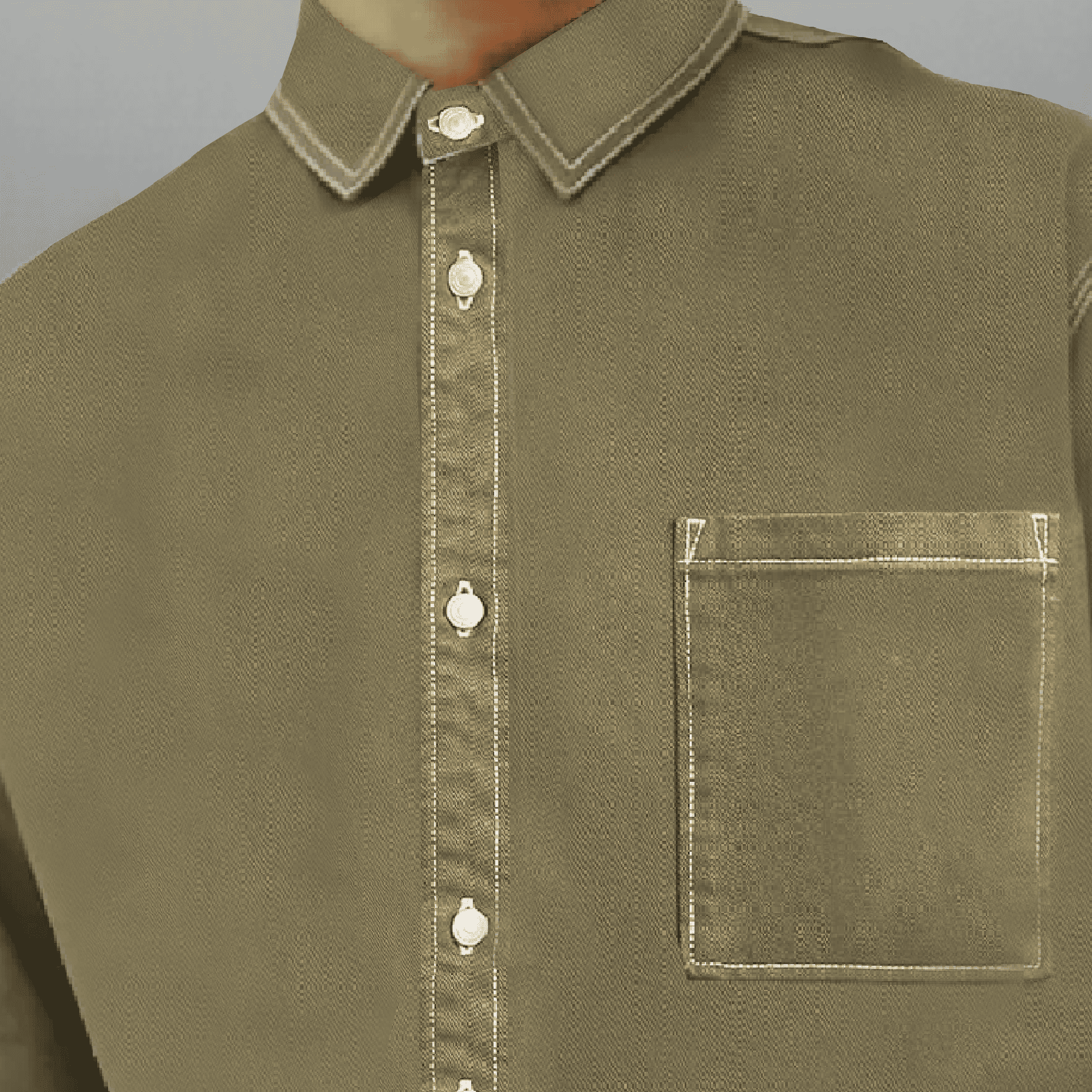 Men's Full sleeve dark khaki shirt with a pocket-RMS055