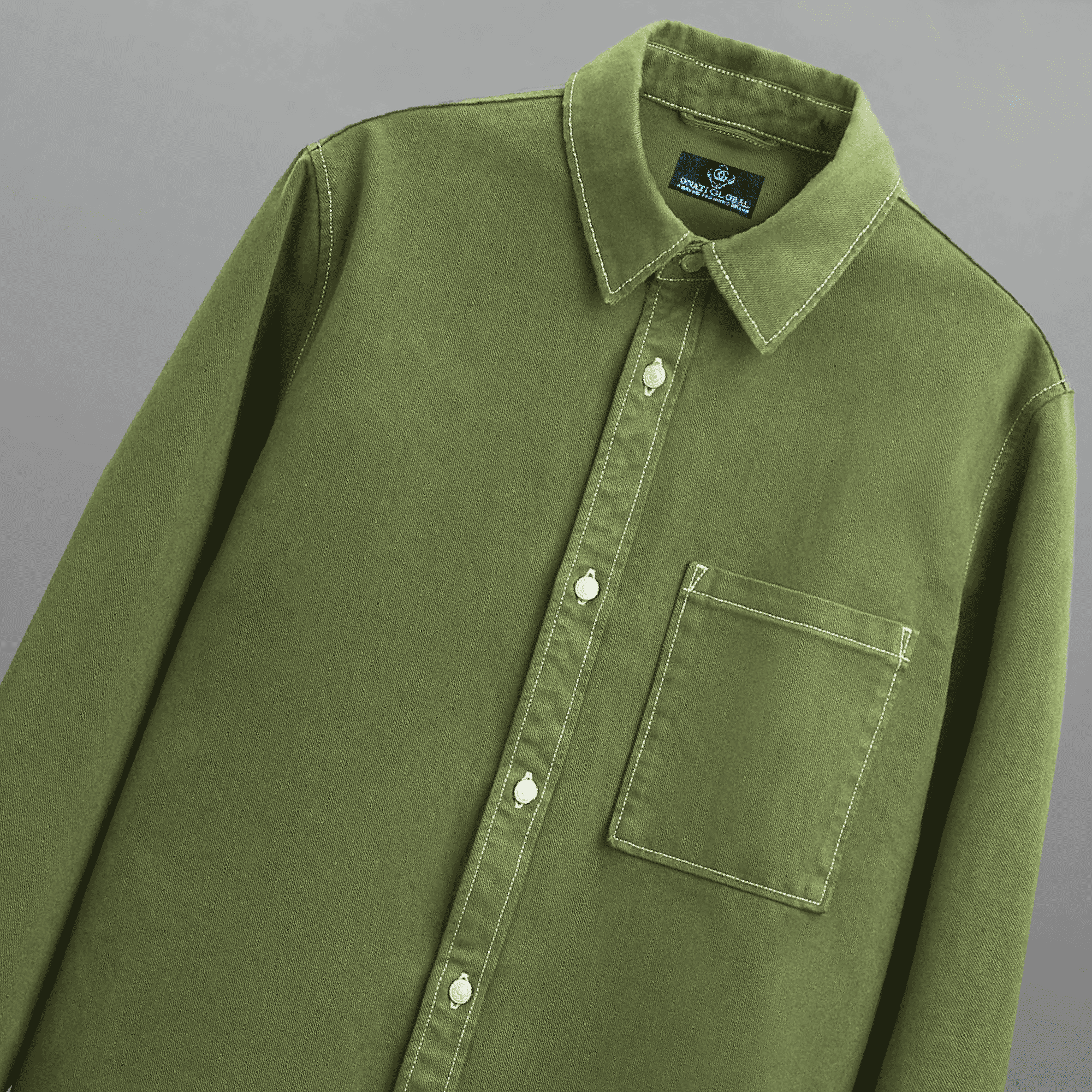 Men's Full sleeve Green shirt with a pocket-RMS054