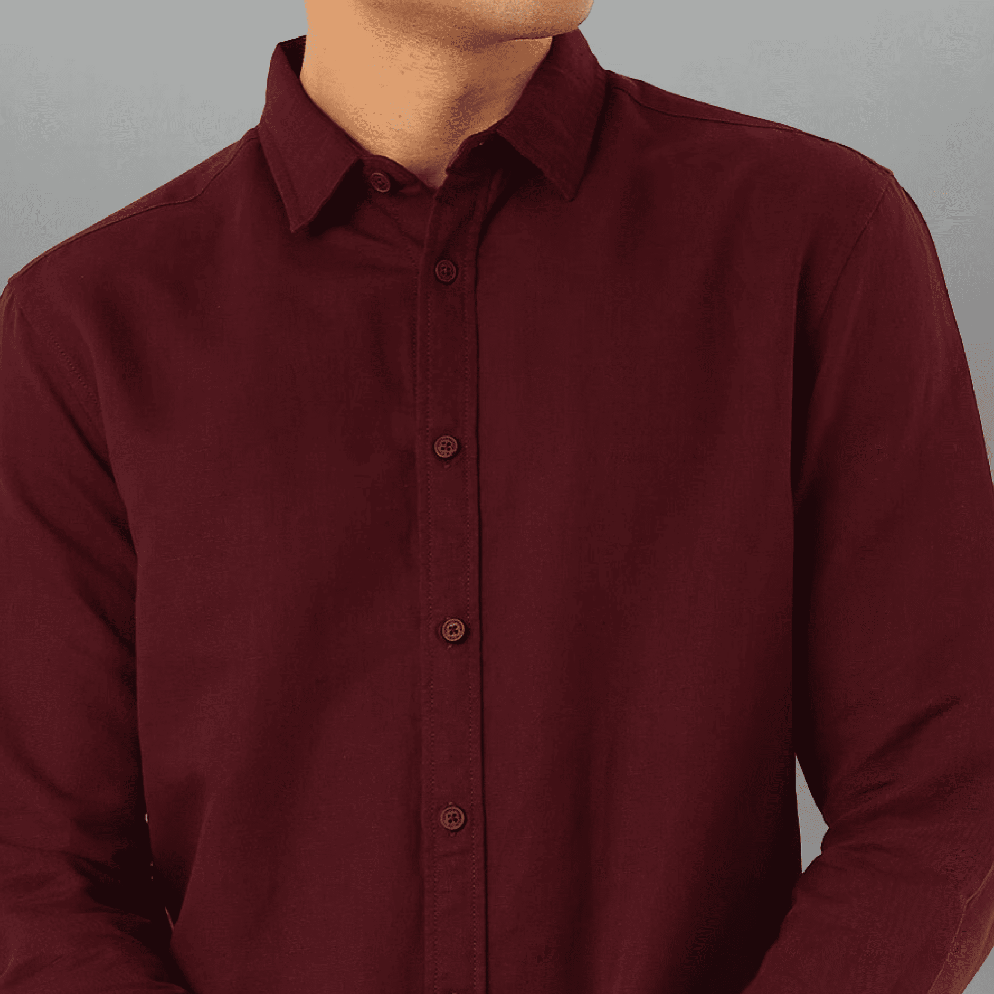 Men's Full Sleeve Maroon Solid Shirt-RMS051