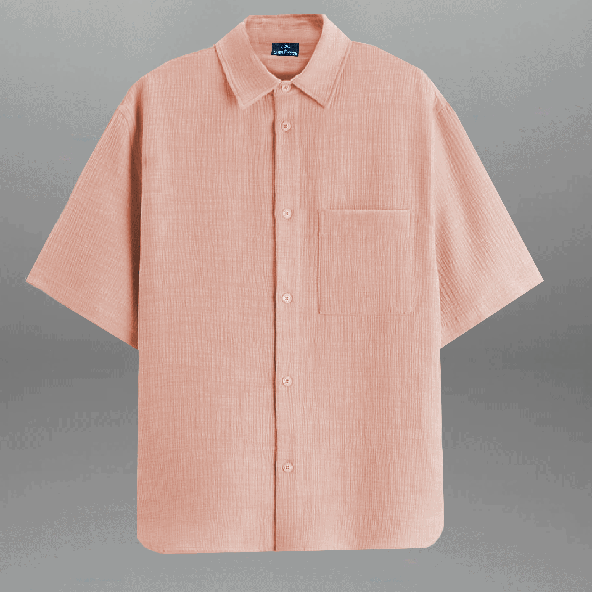 Men's Peach Textured Shirt with a Pocket-RMS049